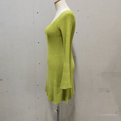 Women's Sheath Dress Simple Style V Neck Long Sleeve Solid Color Above Knee Holiday