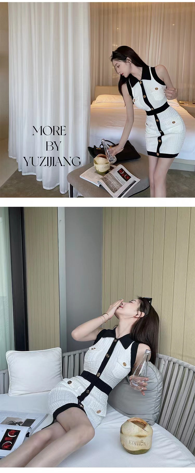 Women's Sheath Dress Elegant Turndown Contrast Binding Button Sleeveless Plaid Above Knee Daily