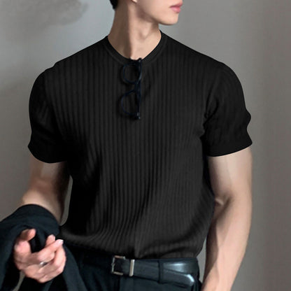 Men's Solid Color Simple Style Round Neck Short Sleeve Loose Men's T-shirt