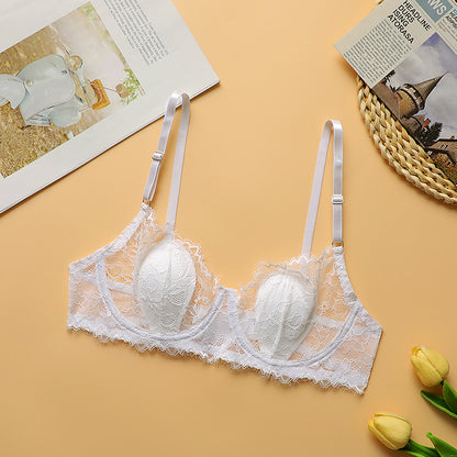 Solid Color Lace Bras Sexy Push Up Side Breast Reduction Bra