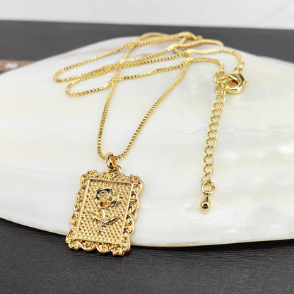Embossed Flower Pendant Necklace