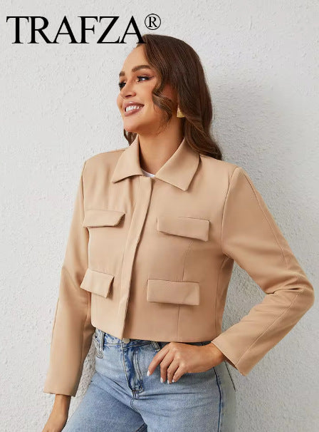 Women's Coat Long Sleeve Blazers Elegant Solid Color