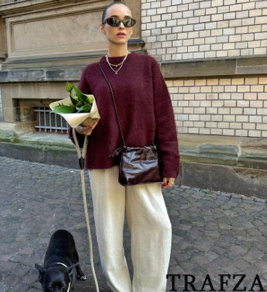 Women's Sweater Long Sleeve Sweaters & Cardigans Streetwear Solid Color