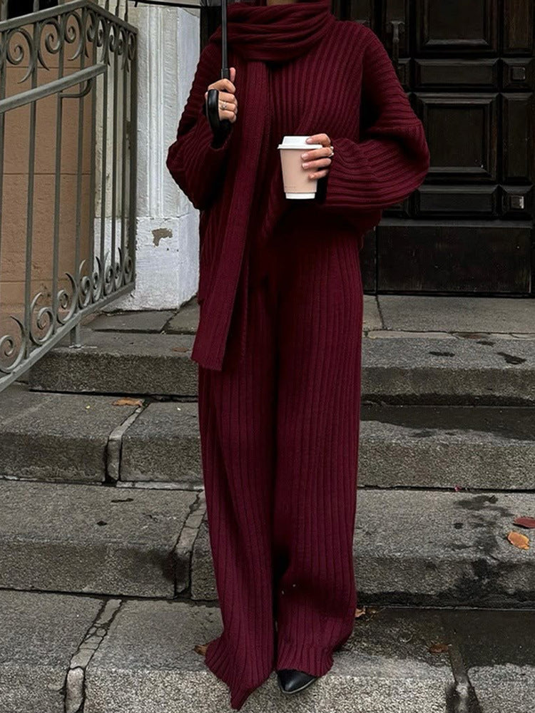 Holiday Wine Red Women's Vacation Simple Style Solid Color Polyester Pants Sets Pants Sets