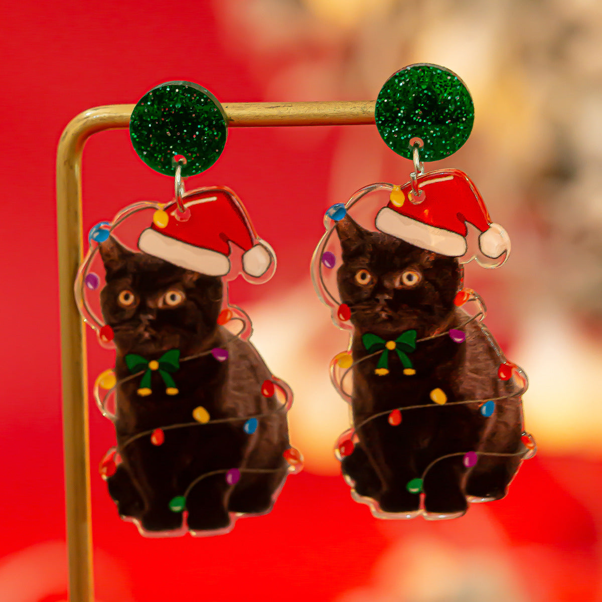 1 Pair Cute Vacation Christmas Hat Christmas Tree Elk Plating Arylic Earrings