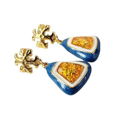 Blue Enamel Handbag Stud Earrings with S925 Posts