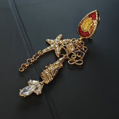 欧美复古中古vintage耳钉珐琅釉彩耳饰水滴耳环925银针女耳饰批发