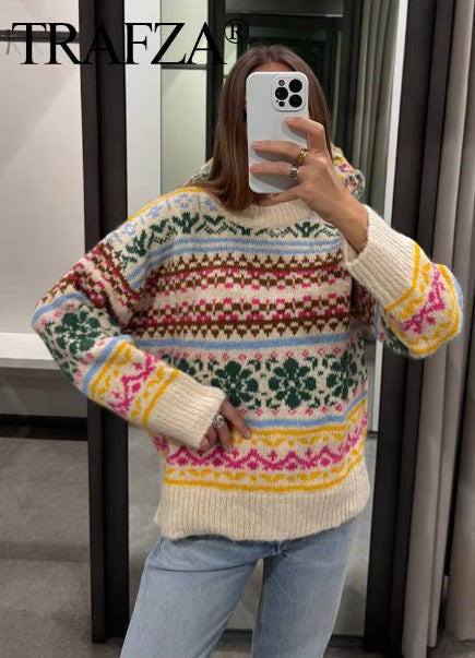 Women's Sweater Long Sleeve Sweaters & Cardigans Streetwear Flower