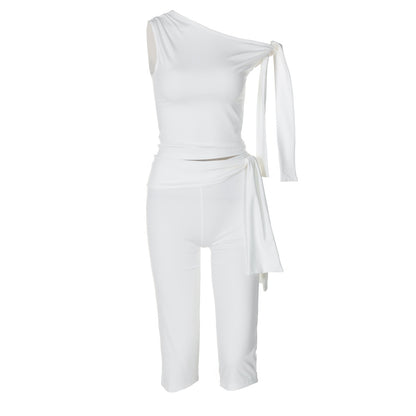 Banquet Daily Women's Casual Elegant Solid Color Spandex Polyester Pants Sets Shorts Sets