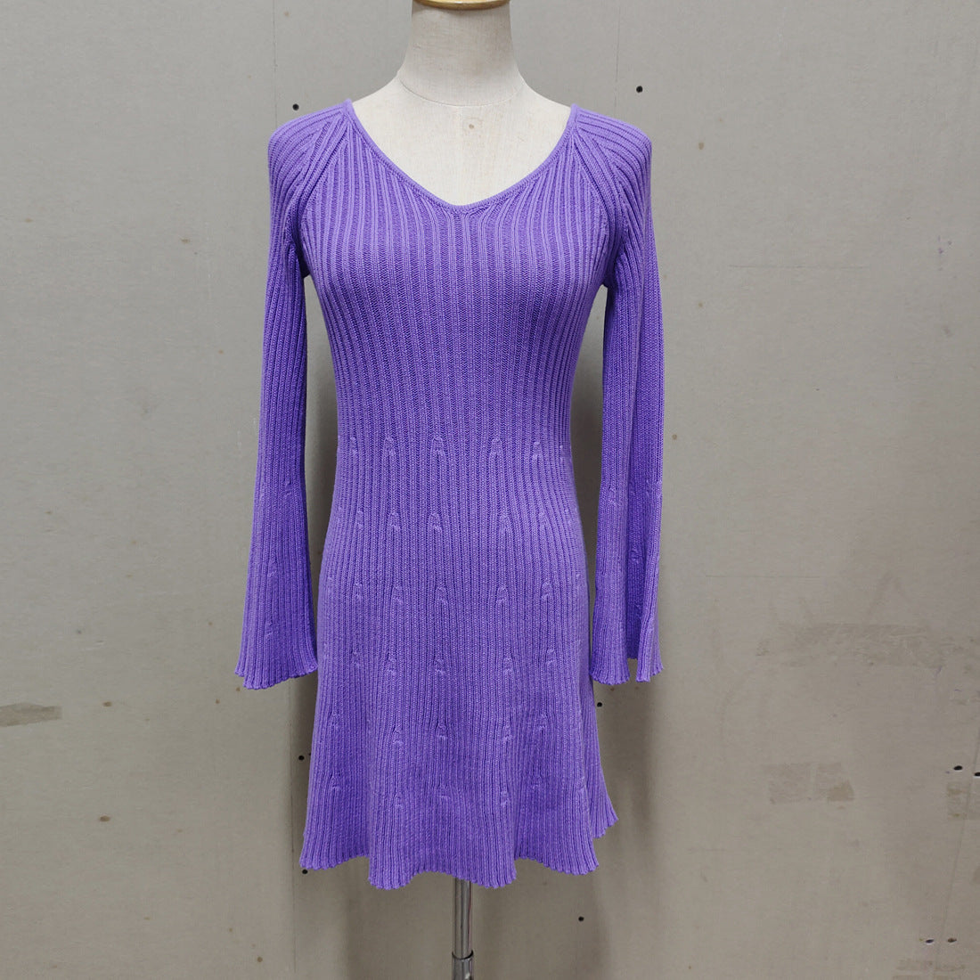 Women's Sheath Dress Simple Style V Neck Long Sleeve Solid Color Above Knee Holiday