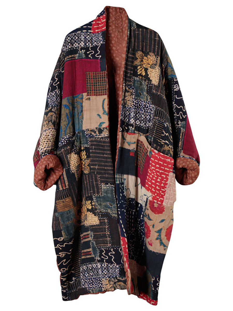 Plus Size Winter Batwing Sleeve Pocket Coat