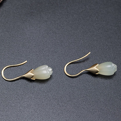 Retro Women Orchid Jade Earrings