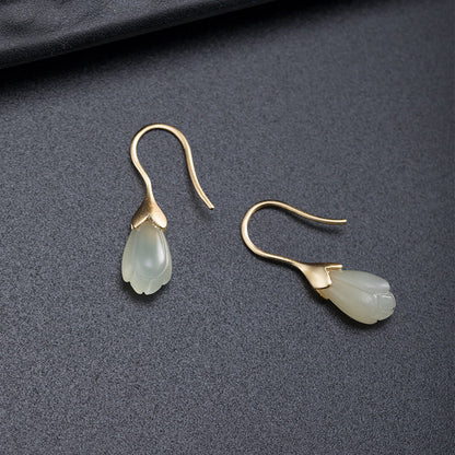 Retro Women Orchid Jade Earrings