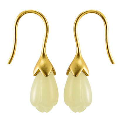 Retro Women Orchid Jade Earrings