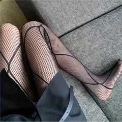 Rhombus Pattern Mesh Pantyhose Lingerie In Nylon Fabric With Stretchy Fit