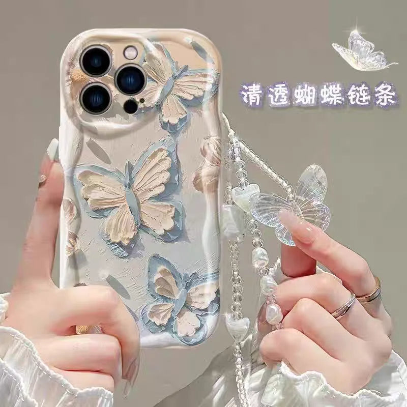 Pink Bow Butterfly Charm Case For Samsung Galaxy A56 A55 5G A15 A54 A16 A17 A07 A35 A26 A36 S25 S24 Ultra S23 FE S22 S21 Plus