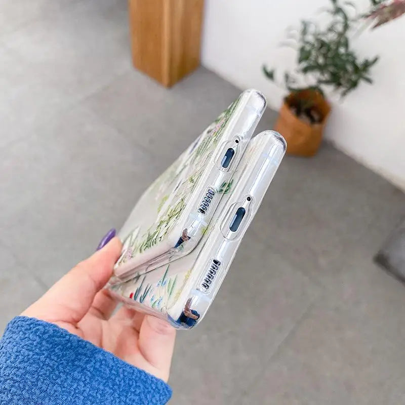 Flower Phone Case For Samsung Galaxy S24 Ultra S23 FE S20 S21 S22 Plus A54 5G A55 A35 A25 A14 A15 A24 A34 Clear Silicone Cases