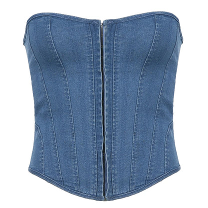 fashion Bandage Backless Solid Sexy Bustiers Slim Cropped Hook Patchwork Vintage Bodycon Tube Tops Sleeveless Outfits