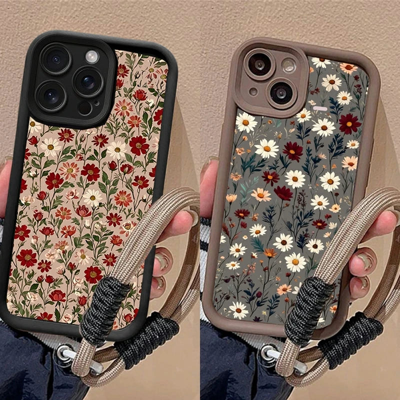 Flower Strap Hand Rope Silicone Case For Motorola Moto Edge 50 Pro 60 Fusion 40 NEO G84 G54 G75 G35 G85 5G G32 G52 G60 Cover