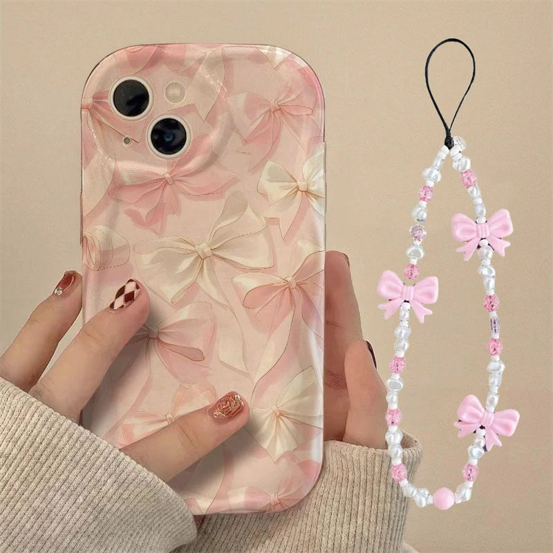Pink Bow Butterfly Charm Case For Samsung Galaxy A56 A55 5G A15 A54 A16 A17 A07 A35 A26 A36 S25 S24 Ultra S23 FE S22 S21 Plus