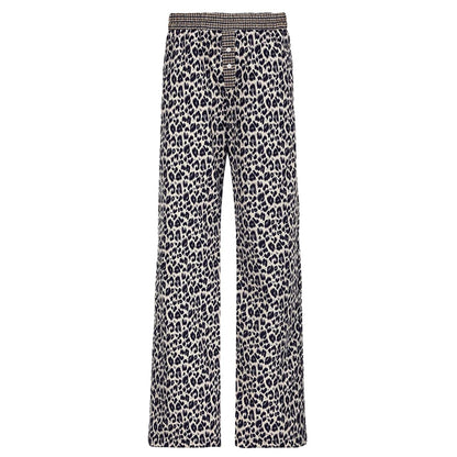 fashion Leopard Print Patchwork Straight Pants Elastic Waist Fashion Harajuku Trousers Aesthetic 2000s Casual Baggy Bottom