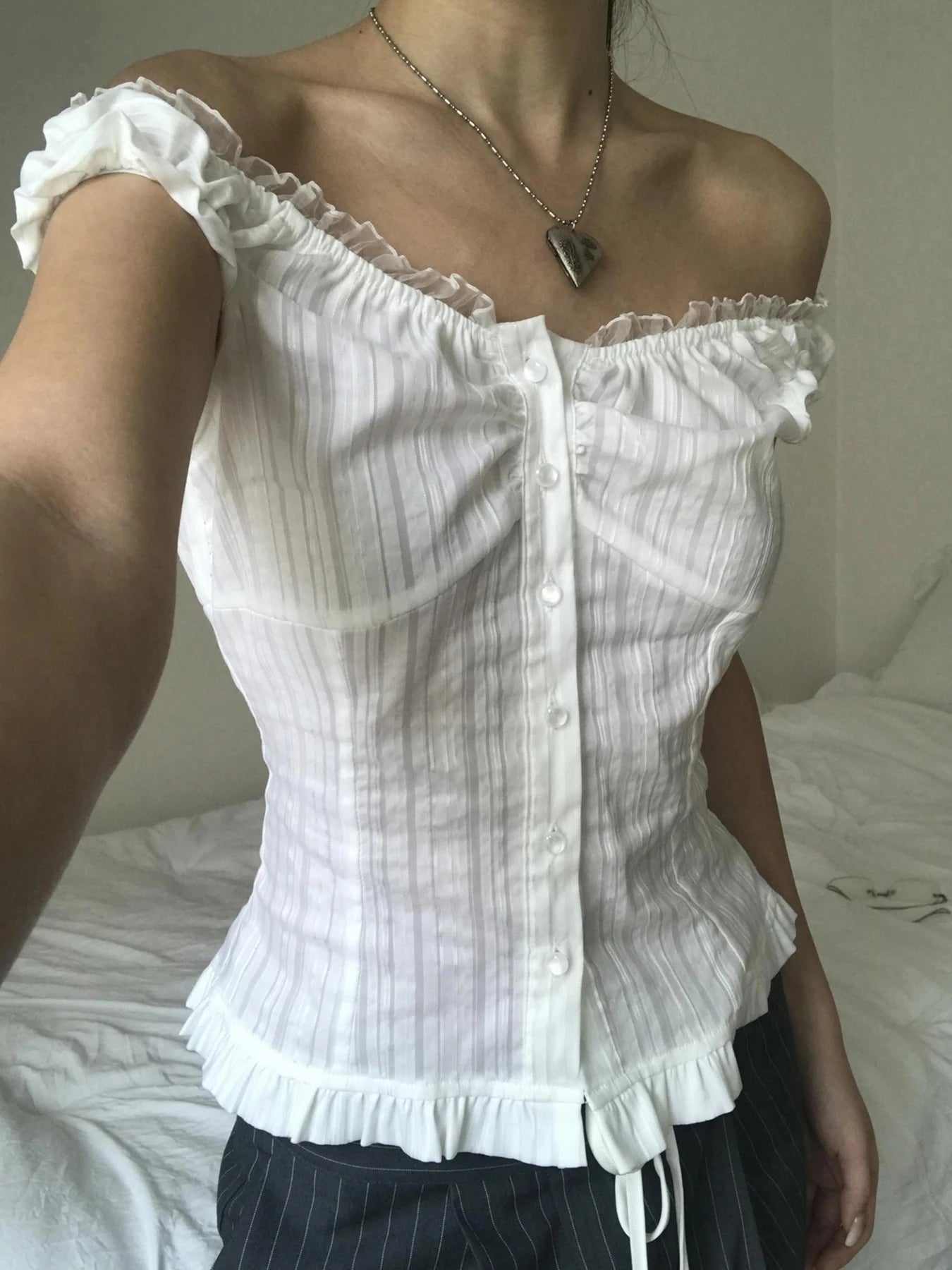 fashion Lace-up Solid Sexy Button Tees Slim Casual All-match Harajuku Fashion Women's Top Korean Style Aesthetic Clothings