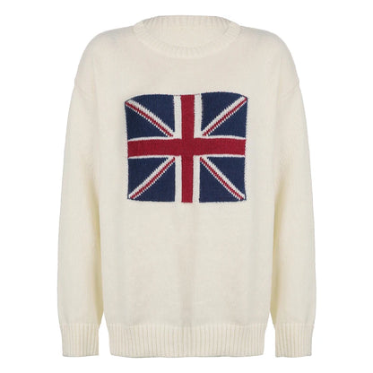 fashion Graphic Patchwork Knitted Sweaters Y2K Crewneck Fashion Loose Crochet Tops Autumn Vintage Casual Cute Pullovers