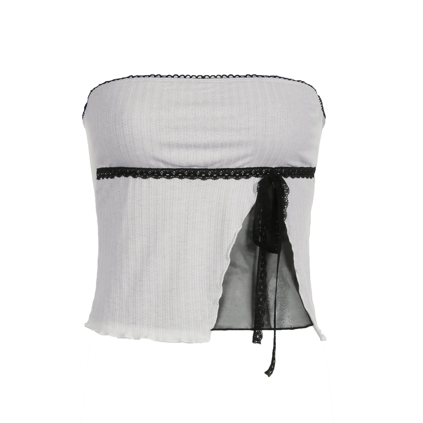 fashion Lace Patchwork Mesh Bow Lace-up Camisole Sleeveless Summer Sexy Slim Chic Cropped Tops Vintage Elastic Clothings