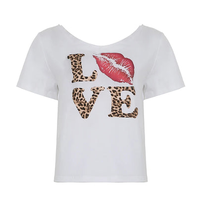 fashionCasual Sexy Crewneck Cropped Tops Slim Streetwear Summer Elastic Vintage Tees Short Sleeved Y2k Punk Clothings