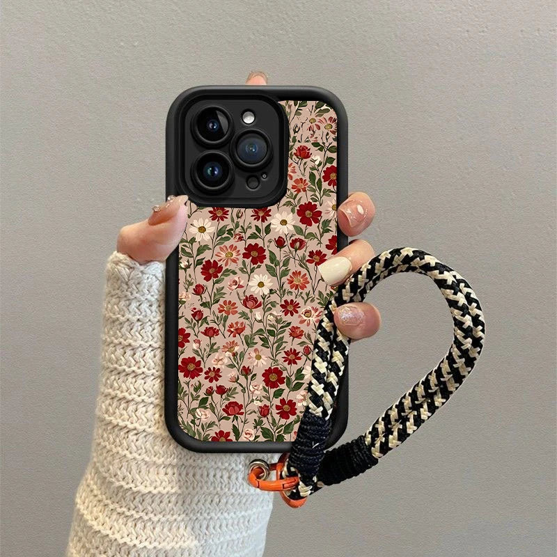 Flower Strap Hand Rope Silicone Case For Motorola Moto Edge 50 Pro 60 Fusion 40 NEO G84 G54 G75 G35 G85 5G G32 G52 G60 Cover