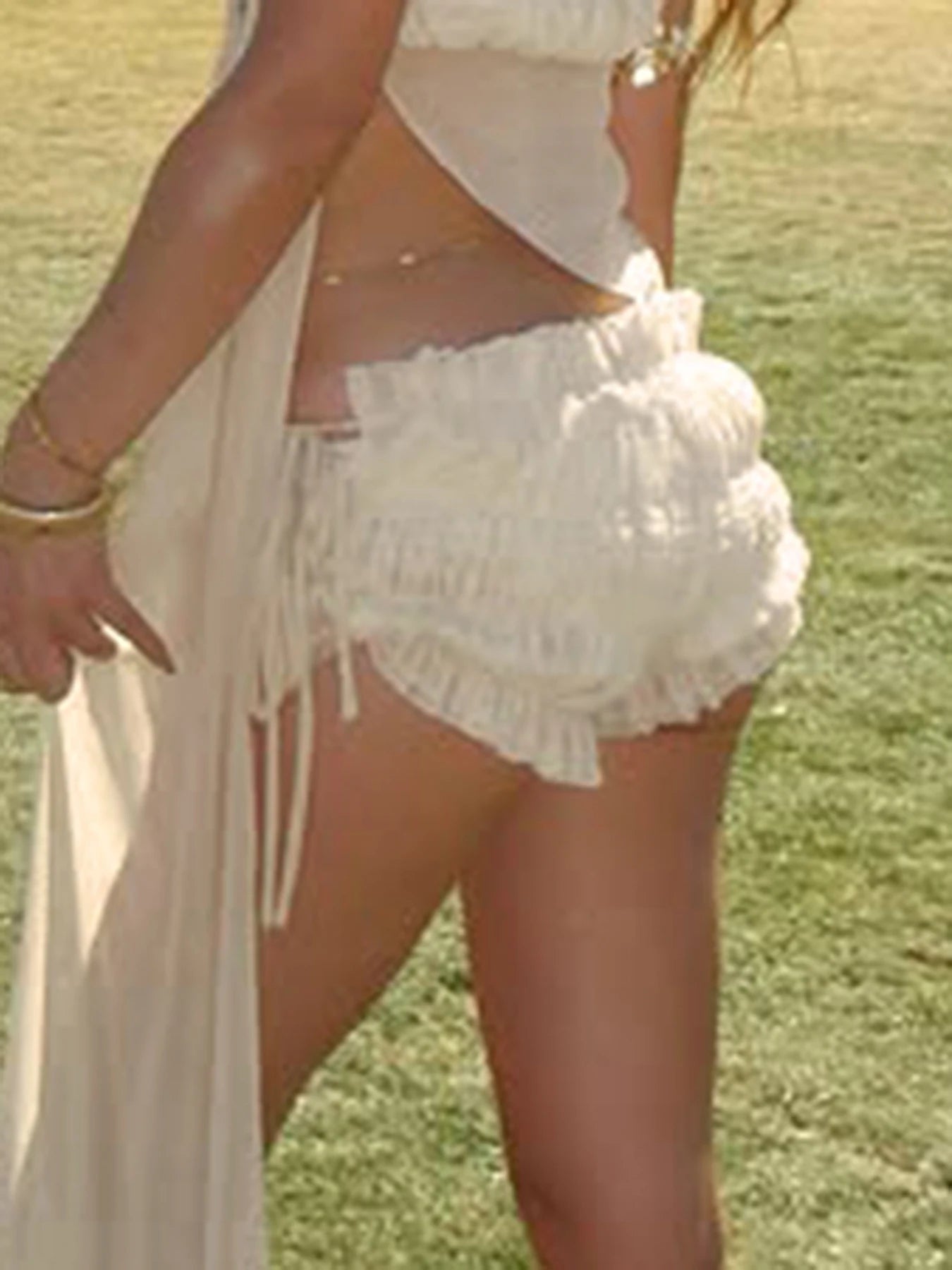 fashionShirring Bandage Solid Sexy Shorts Chic Vintage Streetwear Sweet Slim 2000s Basic Y2k Clothes Low Waisted Bottoms