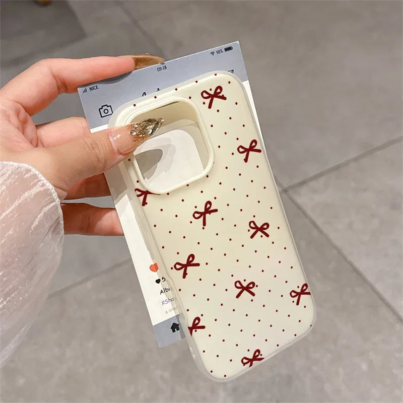 Phone Case For Huawei Honor 400 Pro Magic 6 Lite 90 Lite X9B X7B Polka Dot Red Bowknot Matte Soft Candy Full Protection Shell