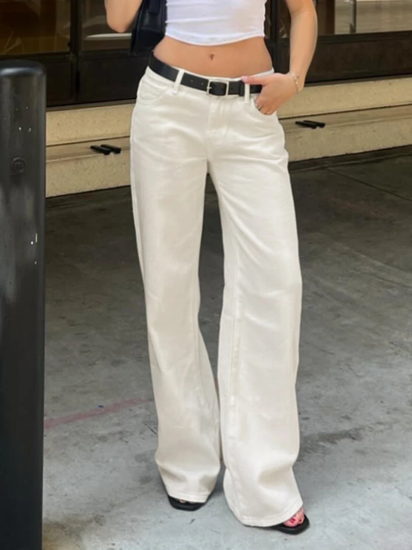 fashion Basic Aesthetic Casual Slim Denim Pants Low Waisted Fashion Y2K Jeans Streetwear Harajuku Pockets Cotton Bottoms