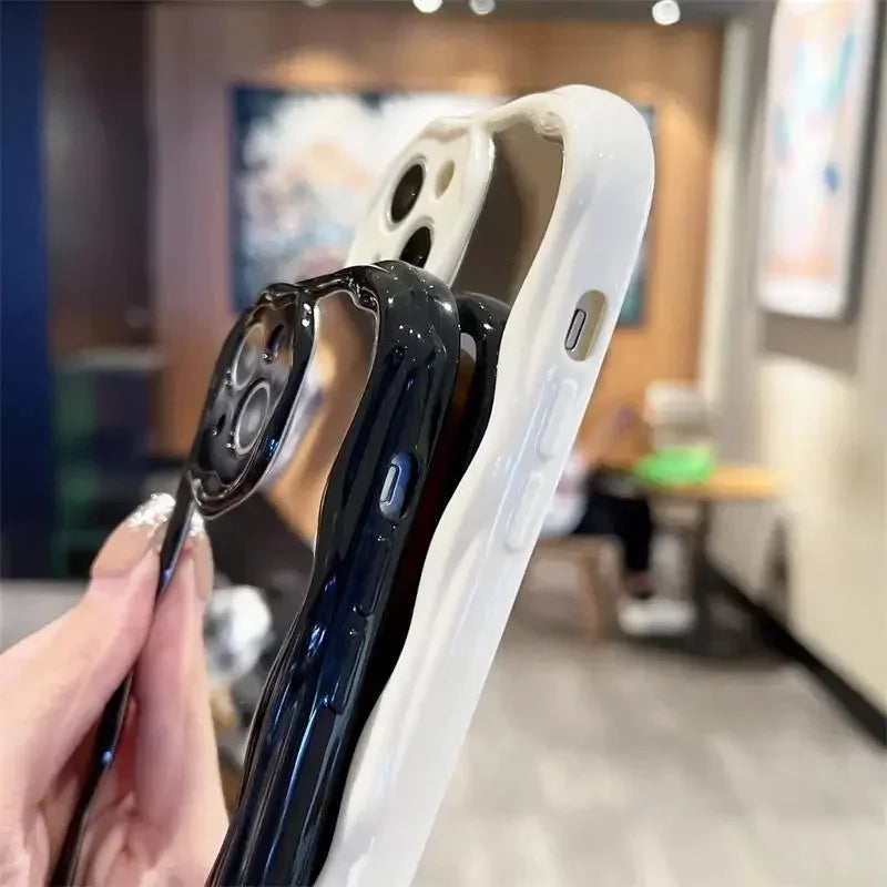 Make Up Mirror Wavy Case For Motorola Moto Edge 50 Fusion Pro Ultra G84 G60 G54 G52 G14 G53 G22 G35 G05 G34 G75 G15 G30 E13 E22