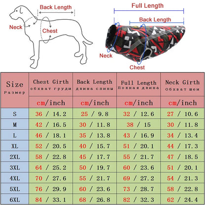 Dog Jacket Large Breed Dog Coat Waterproof Reflective Warm Winter Clothes for Big Dogs Labrador Overalls Chihuahua Pug Clothing