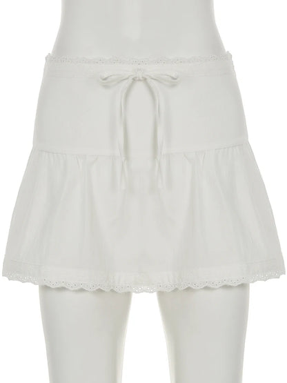 fashionLace Patchwork Fold Texture Solid Short Skirt Slim Zip All-match Casual Streetwear Outfits Hottie Basic Bottoms