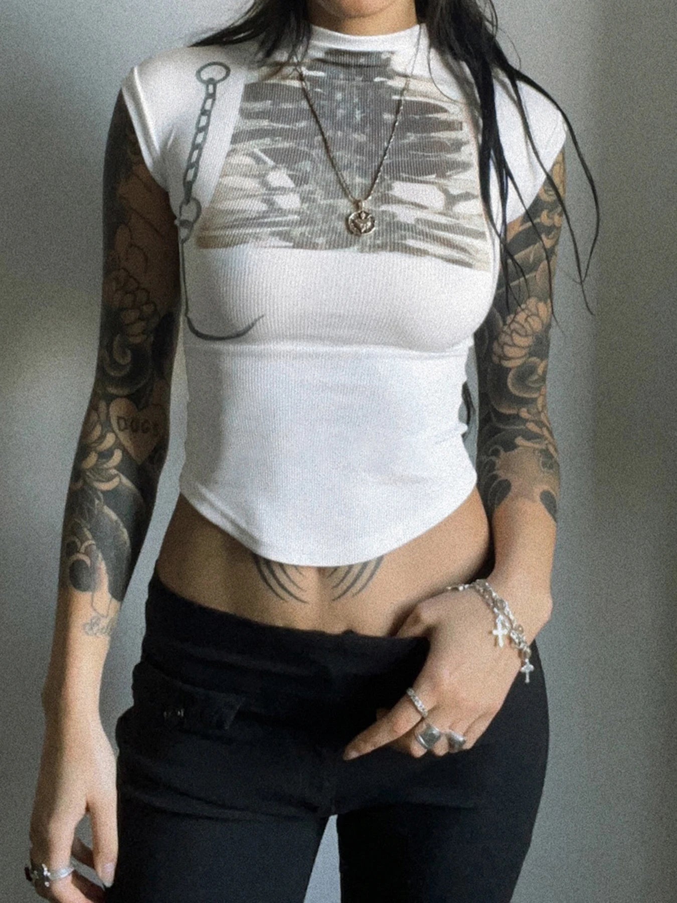 fashionY2K Graphic Print Cropped Tee Shirts for Women Short Sleeves Slim Cute Clothings Crewneck Casual Harajuku Outfits