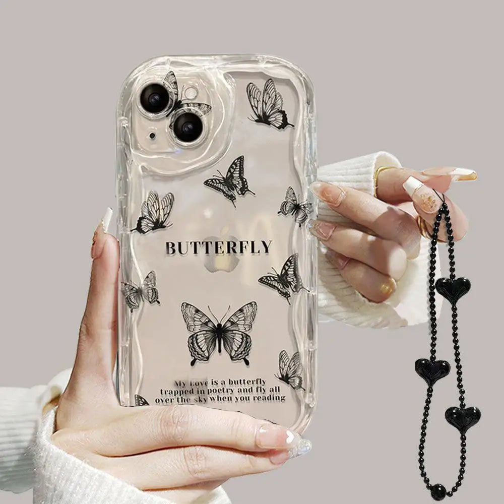 3D Flower Chain Lanyard Phone Case For Redmi Note 13 Pro Plus 5G 13C 4G Soft Wavy Edge Oil Painting Flowers Protective Cover