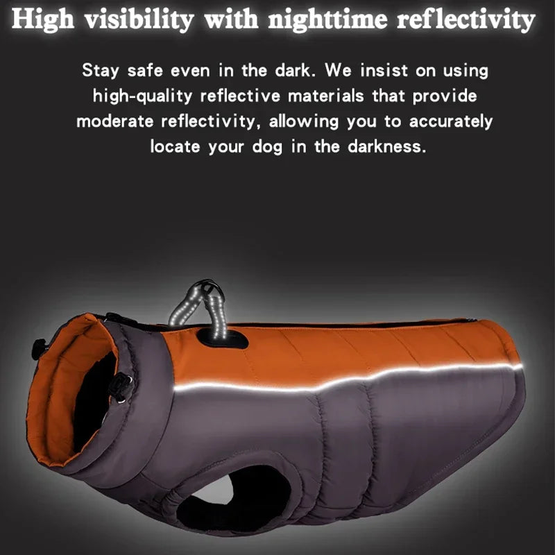 Adjustbale Big Dog Jacket Waterproof Pet Clothes for Medum Large Dogs Winter Warm Dog Vest French Bulldog Custome Labrador Coat