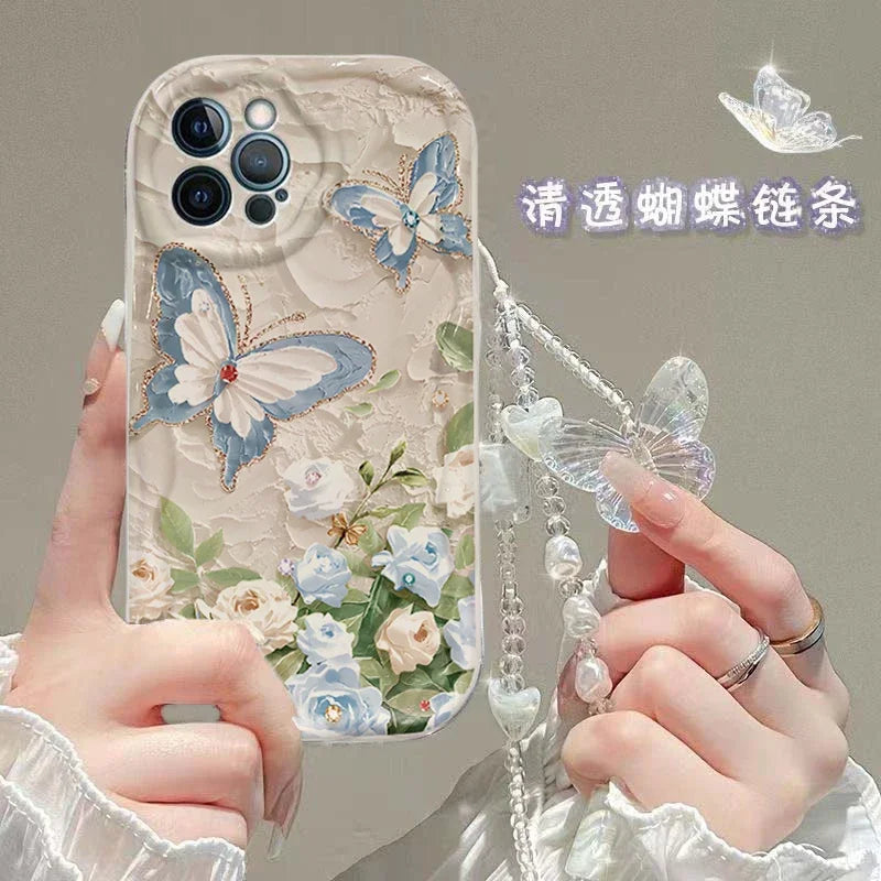 Pink Bow Butterfly Charm Case For Samsung Galaxy A56 A55 5G A15 A54 A16 A17 A07 A35 A26 A36 S25 S24 Ultra S23 FE S22 S21 Plus