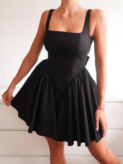 fashionSolid Sexy Backless Bandage Evening Dress Sweet Slim Chic Ruffles Vintage Clothings 90s Vacation Basic Outfits