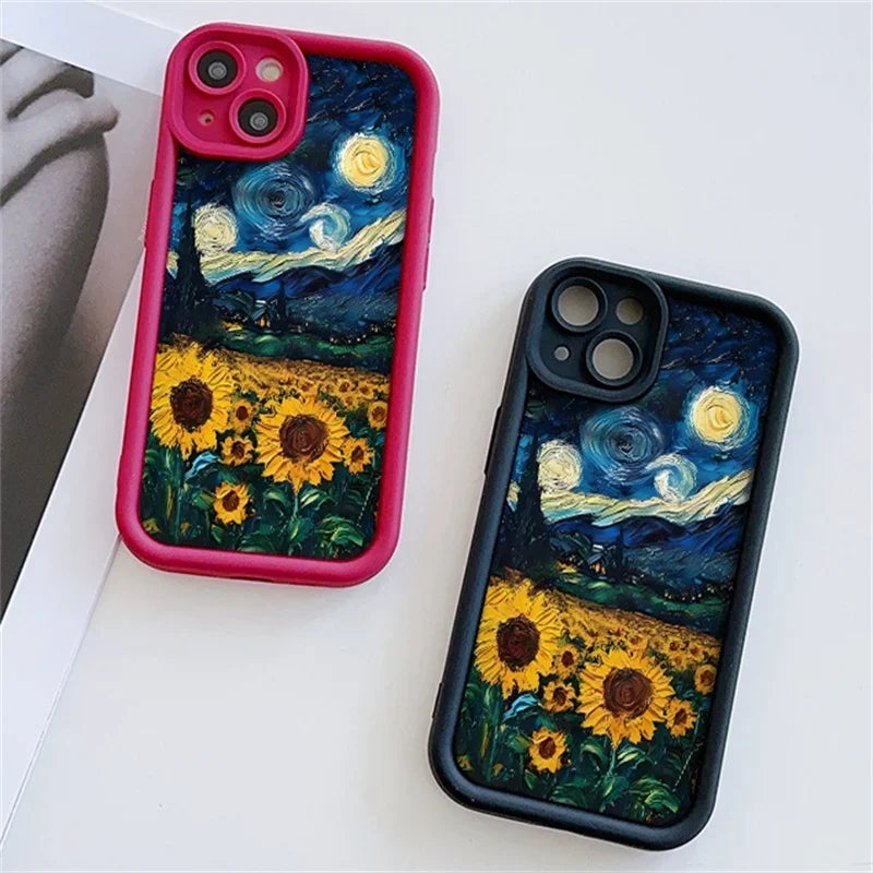 Case for Motorola Moto Edge 50 Pro 60 Fusion 40 NEO G84 G54 G75 G35 G85 5G G32 G52 G60 Silicone INS Starry Sky Sunflowers Cover