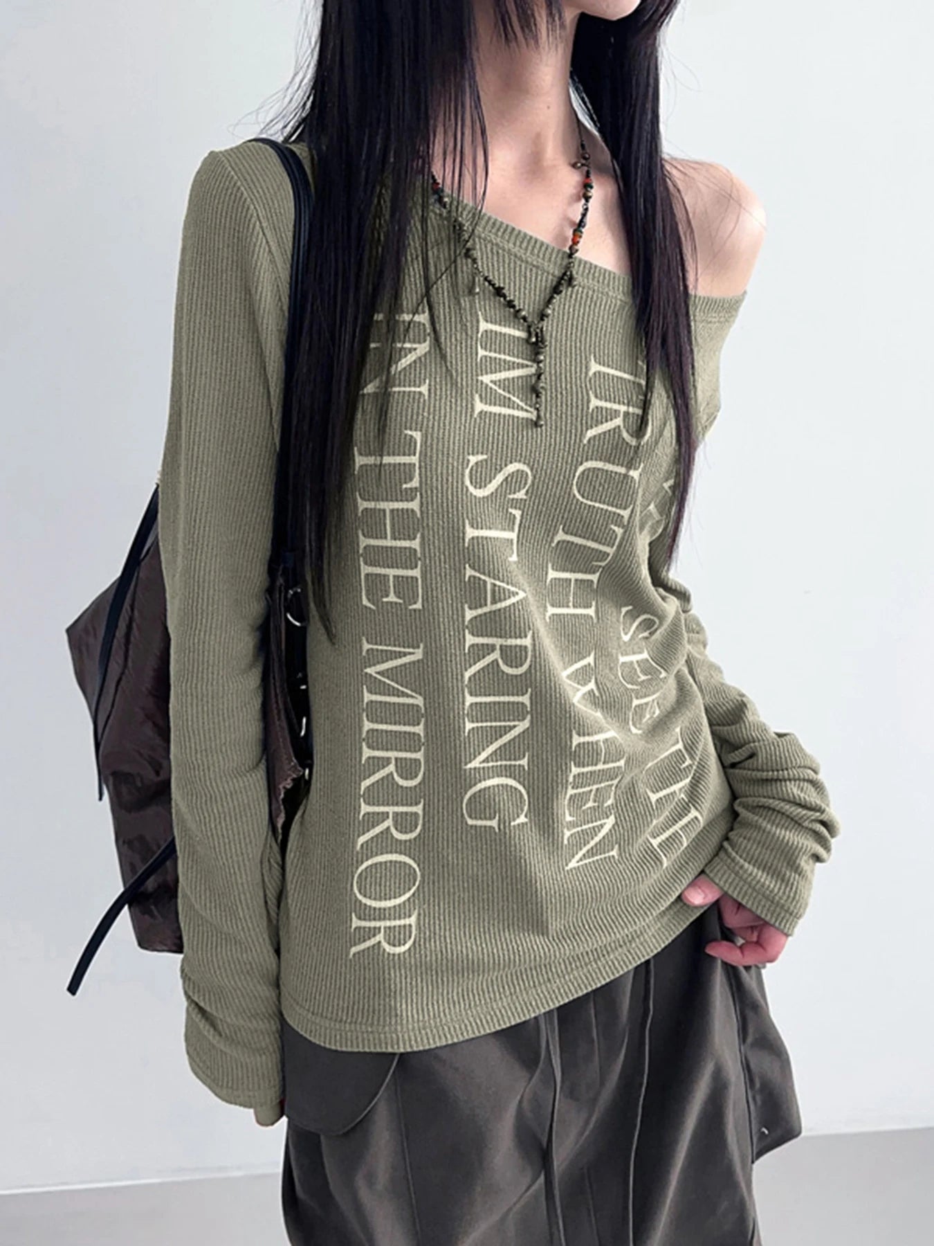 fashion Letter Print Casual Streetwear Shirts for Women Long Sleeves Aesthetic   Slim Cute Sexy Fashion Clothes