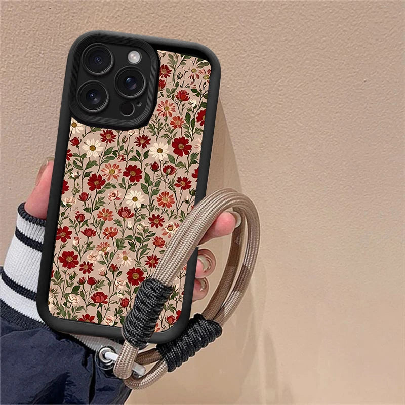 Flower Strap Hand Rope Silicone Case For Motorola Moto Edge 50 Pro 60 Fusion 40 NEO G84 G54 G75 G35 G85 5G G32 G52 G60 Cover