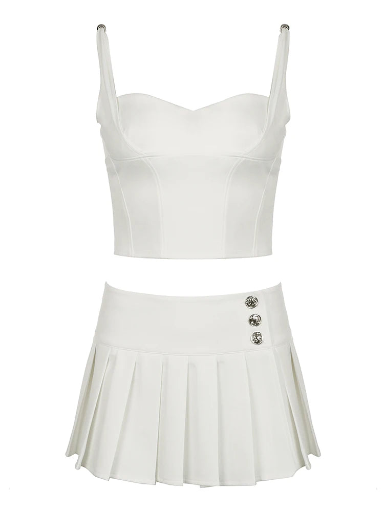 fashion Sexy Chic Vintage Slim Sport Suit Zip Metal Beads Casual Streetwear Hottie Korea Set Bodycon Solid Fashion Twinset