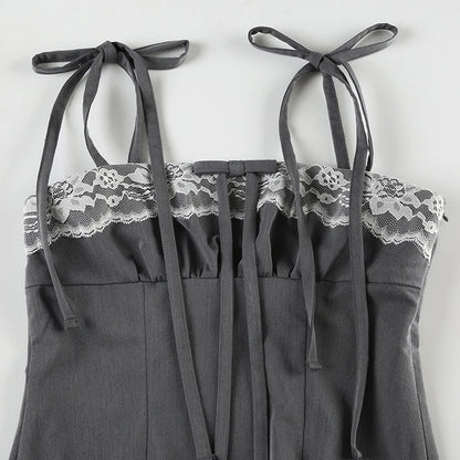 fashion Lace Cute Bow Sexy Camisoles Slim Y2K Aesthetic Backless Top Women's Vest Hot Chic Sweet Casual Lace Up Outfits