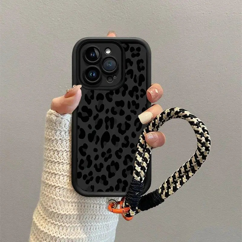 Leopard Print Hang Strap Phone Case For Xiaomi Redmi Note 13 Pro Plus 12 11 10 12S 11S 10S 9S 8 9 14C 13C 12C 10C 9A 9C Cover