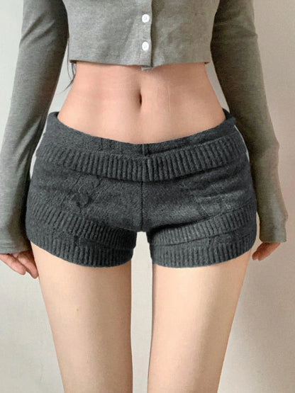 fashionCute Slimming Knit Shorts Solid Color Fashion Korean Women's Bottoms Casual Leisure Comfort Chic 2000s Outfits