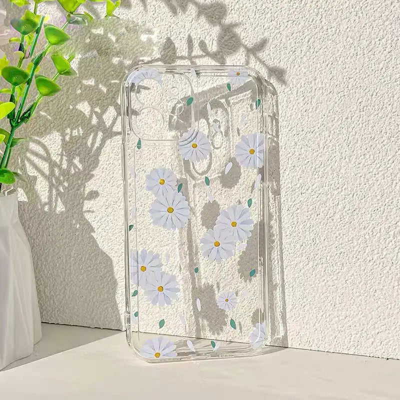 Flower Phone Case For Samsung Galaxy S24 Ultra S23 FE S20 S21 S22 Plus A54 5G A55 A35 A25 A14 A15 A24 A34 Clear Silicone Cases