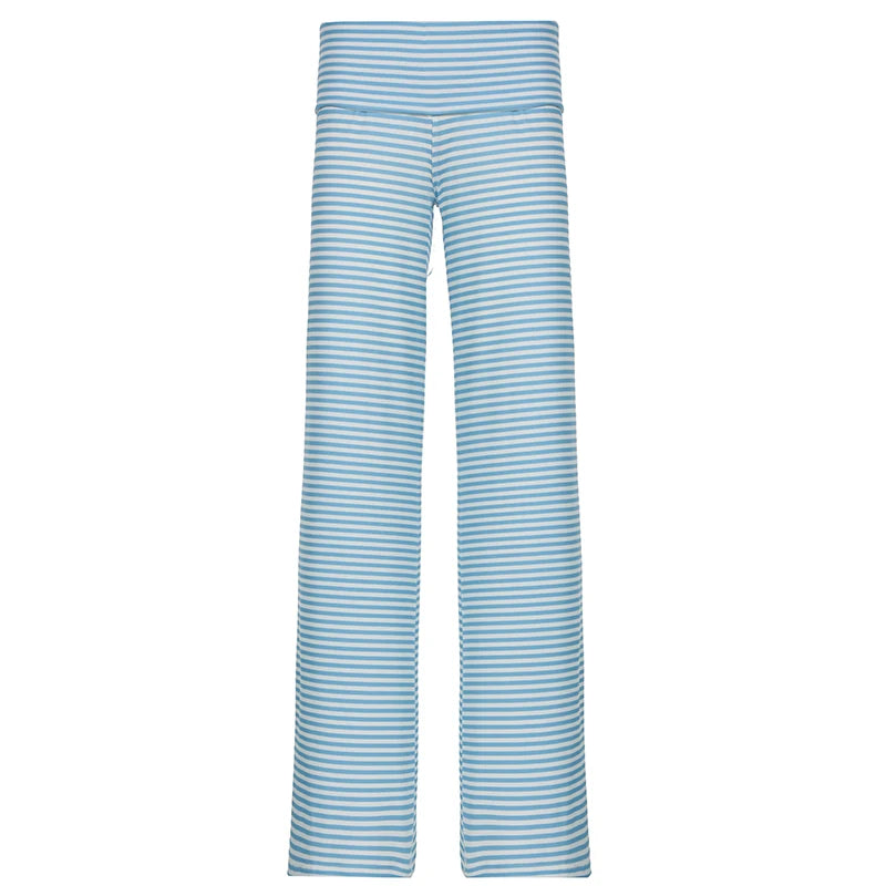 fashionStreetwear Striped Print Loose Pants Turn-down Waist Y2K Wide Leg Trousers Harajuku Chic 2000s Cute Bottoms